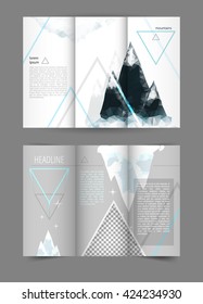 Design of booklet. Template with mountain ranges. Modern design.