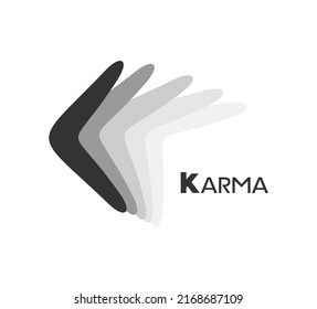 Diseño de boomerang con mensaje de karma