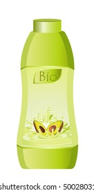 design of bottle milky products with fruit - vector illustration