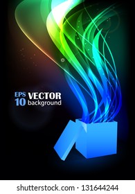 design box with wave coming out