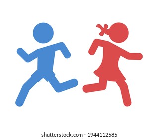 Design of boy and girl running