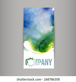 Design brochure or business card with vector watercolor stains