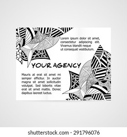 Design of brochure company. Abstract hand drawn pattern.