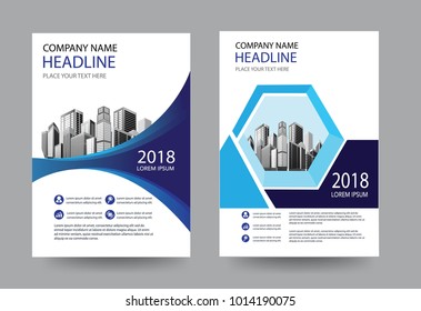 design brochure cover layout with blue color. esp 10