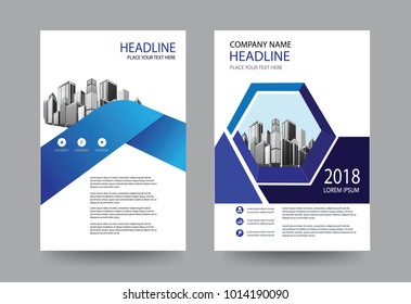 design brochure cover layout with blue color. esp 10