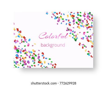 Design a brochure cover with small multicolored confetti for a bright design of congratulations