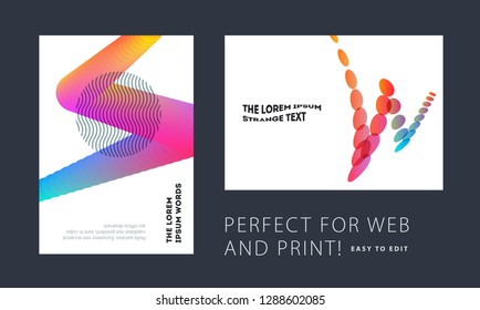 Design of brochure smooth soft template. Creative abstract set, annual report, horizontal cover, flyer in A4 with colourful lines waves for branding, exhibition. Business vector presentation.