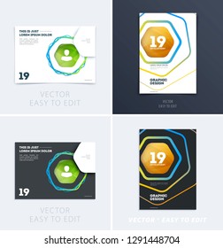 Design of brochure smooth soft template. Creative abstract set, annual report, horizontal cover, flyer in A4 with colourful lines waves for branding, exhibition. Business vector presentation.