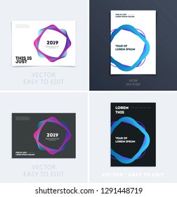Design of brochure smooth soft template. Creative abstract set, annual report, horizontal cover, flyer in A4 with colourful lines waves for branding, exhibition. Business vector presentation.