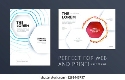 Design of brochure smooth soft template. Creative abstract set, annual report, horizontal cover, flyer in A4 with colourful lines waves for branding, exhibition. Business vector presentation.