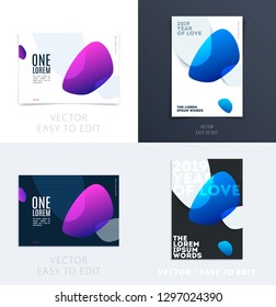 Design of brochure smooth soft template. Creative abstract set, annual report, horizontal cover, flyer in A4 with colourful smooth shapes for branding, exhibition. Business vector presentation.