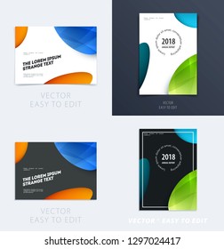 Design of brochure smooth soft template. Creative abstract set, annual report, horizontal cover, flyer in A4 with colourful smooth shapes for branding, exhibition. Business vector presentation.