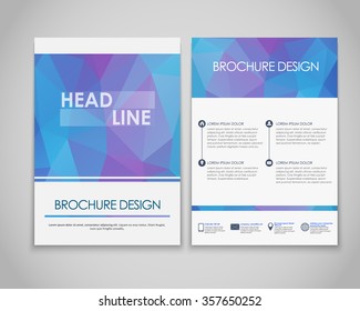 Design brochures (flyers) with polygonal blue  background. Vector illustration.