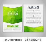 Design brochures (flyers) with polygonal green background. Vector illustration.