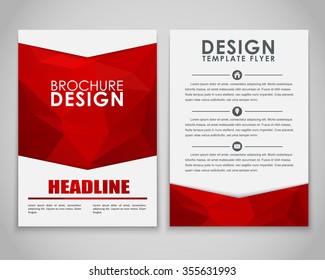 Design Brochures (flyers) With Polygonal Red Background. Vector Illustration.