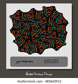 Design brochures square with the image of vanguard objects in the African style. Abstract. Vector. There is a place for your text. It can be used in the design of packaging, brochures, logos, etc.