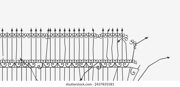 Diseño de la cerca de hierro roto dibujo
