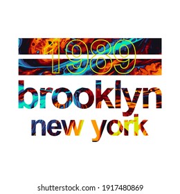 Design brooklyn words, with abstract motives in the letters, for you to print on the t-shirts