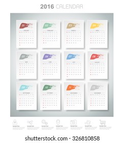 Design brush color of 2016 calendar. Vector eps10.