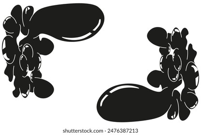 Design Bubble Abstract Organic Shapes Frame isolated transparent background. Funky Balloon Frame template. Cartoon graffiti vector illustration in trendy Y2K style.