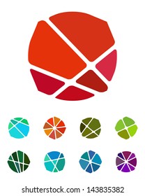 Design Bubble Or Candy Logo Element. Crushing Abstract Round Rectangle Pattern. Colorful Precious Stone Icons Set.