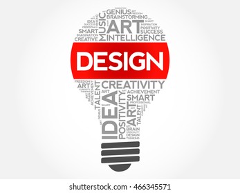 Design bulb word cloud collage, concept background