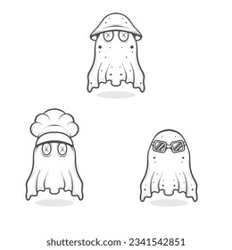 design bundle icon set msakot cute ghost logo with various expressions