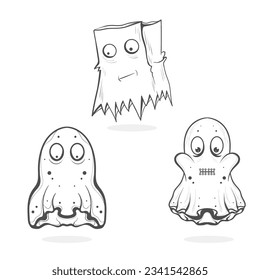 design bundle icon set msakot cute ghost logo with various expressions
