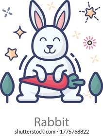 Design of bunny vector, flat icon of pet animal concept 
