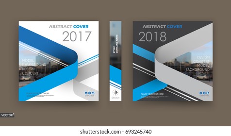 Design for business brochure cover, info banner frame, title sheet model set, techno flyer mockup or ad text font. Modern vector front page art with urban city street texture. White, blue figure icon