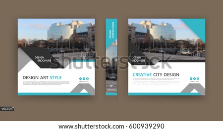 Design for business brochure cover, info banner frame, title sheet model set, techno flyer mockup or ad text font. Modern vector front page art with urban city street texture. White, blue figure icon