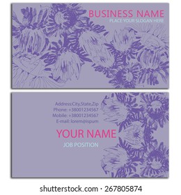 Design business card with flower chrysanthemum