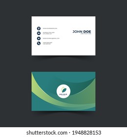 design of business card with green color, abstract shapes, personal or company use