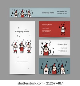 Design Of Business Cards With Corporate Party. Vector Illustration