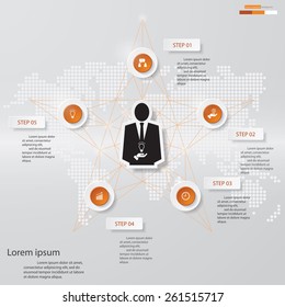 Design Business Chart 5 Steps Diagram template/graphic or website layout. Simple&Editable Vector.