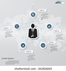 Design Business Chart 5 Steps Diagram template/graphic or website layout. Simple&Editable Vector.