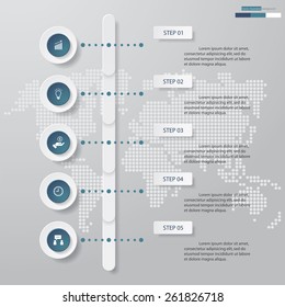 Design Business Chart 5 Steps Diagram template/graphic or website layout. Simple&Editable Vector.
