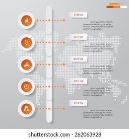 Design Business Chart 5 Steps Diagram template/graphic or website layout. Simple&Editable Vector.