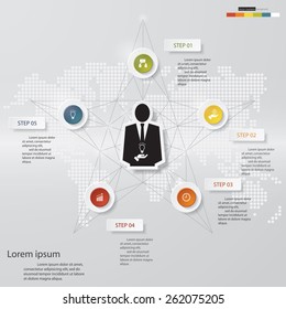 Design Business Chart 5 Steps Diagram template/graphic or website layout. Simple&Editable Vector.