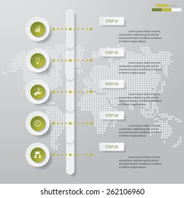 Design Business Chart 5 Steps Diagram template/graphic or website layout. Simple&Editable Vector.