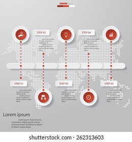 Design Business Chart 5 Steps Diagram template/graphic or website layout. Simple&Editable Vector.