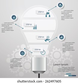 Design Business Chart 5 Steps Diagram in Light Bulb Shape. Simple&Editable Vector.
