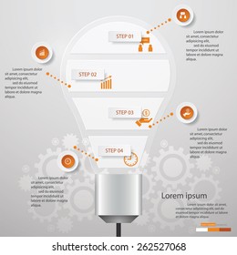 Design Business Chart 5 Steps Diagram in Light Bulb Shape. Simple&Editable Vector.