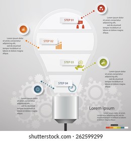 Design Business Chart 5 Steps Diagram in Light Bulb Shape. Simple&Editable Vector.