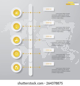Design Business Chart 5 Steps Diagram template/graphic or website layout. Simple&Editable Vector. 