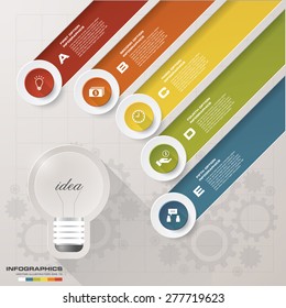 Design Business Chart 5 Steps Diagram in Light Bulb Shape. Simple&Editable Vector.