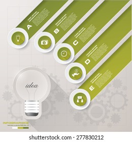 Design Business Chart 5 Steps Diagram in Light Bulb Shape. Simple&Editable Vector.