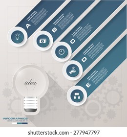 Design Business Chart 5 Steps Diagram in Light Bulb Shape. Simple&Editable Vector.