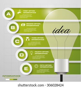 Design Business Chart 5 Steps Diagram in Light Bulb Shape. Simple&Editable Vector.