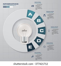 Design Business Chart 5 Steps Diagram in Light Bulb Shape. Simple&Editable Vector.